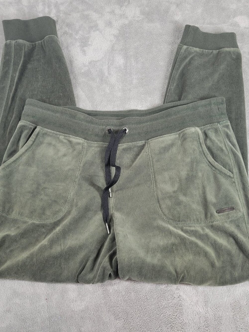 Calvin Klein Womens Green Velour Jogger Sweatpants XL Drawstring Pockets GRE18E